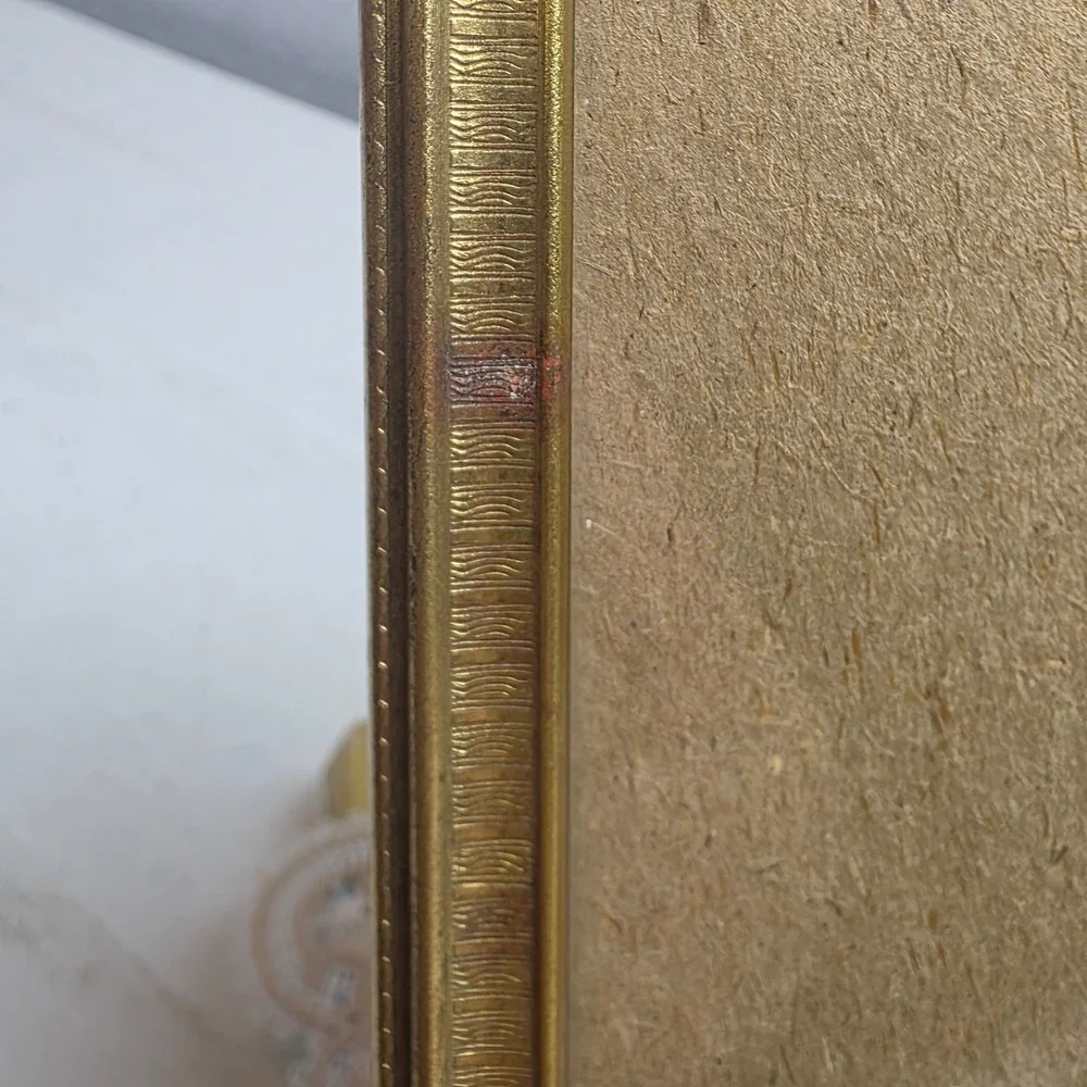 Vintage Gold Tone Metal Picture Frame Floral Corners Rectangular Tabletop‎